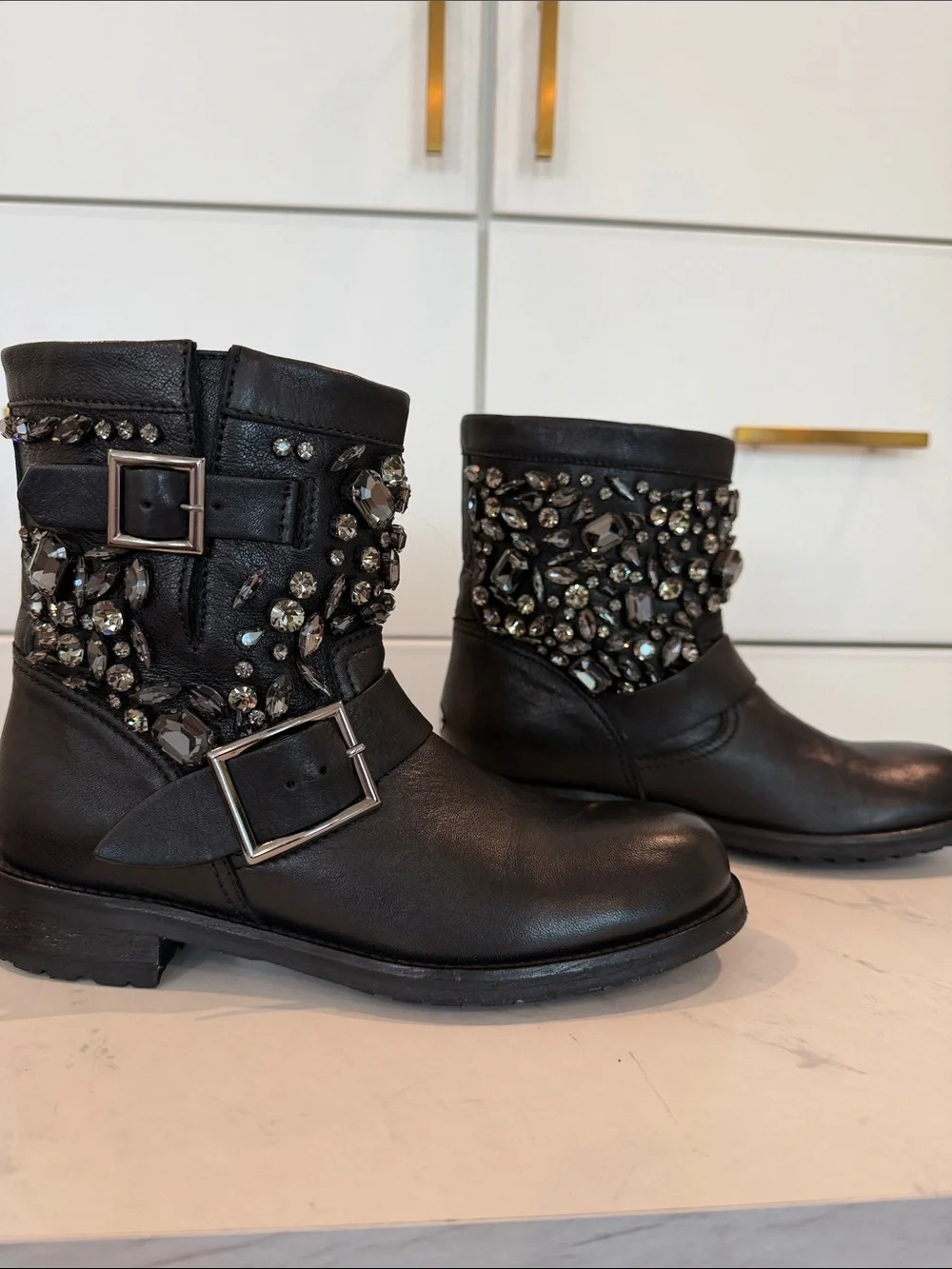 Jimmy Choo Studded Black Leather Women's Ankle Booties
